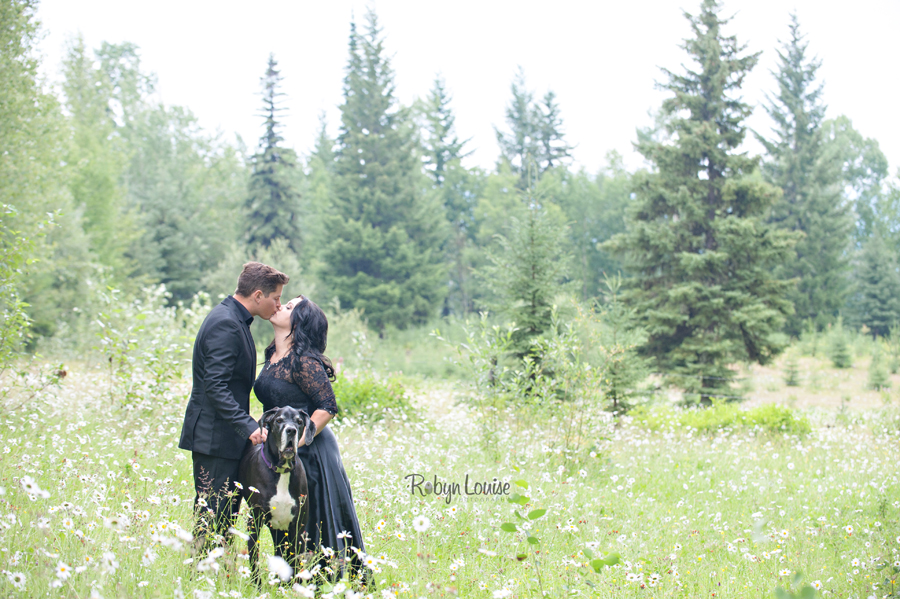 Holly and Scott – Quesnel Engagement Photographer Holly and Scott - Quesnel Engagement Photography with her warmblood horse, Markas and Great Dane, Emma.