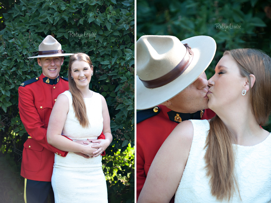 Brandy and Kevan - Quesnel Engagement Photography in RCMP Red Serge.